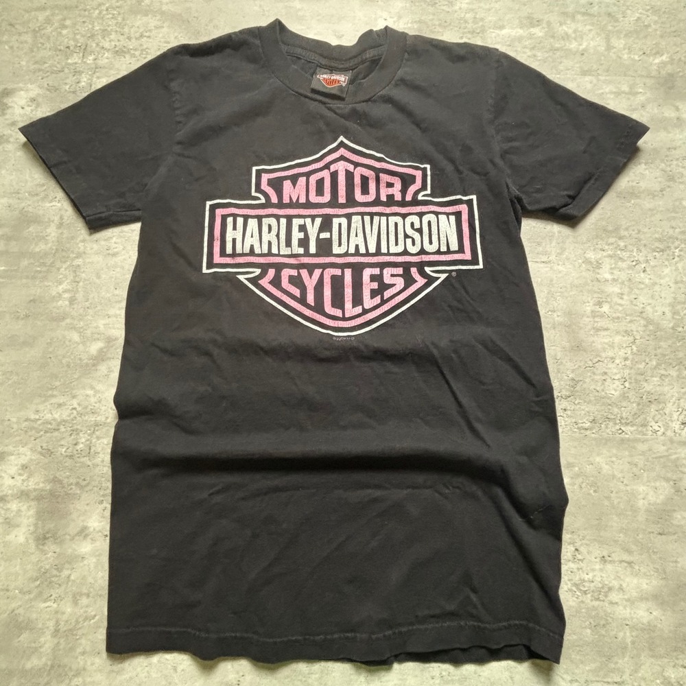 Harley-Davidson Graphic T-Shirt Small Black Pink 2009 Fort Thunder Moore OK